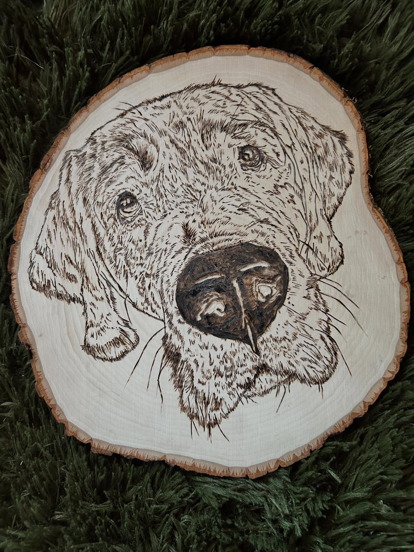 Custom Wood Burned Pet Portrait